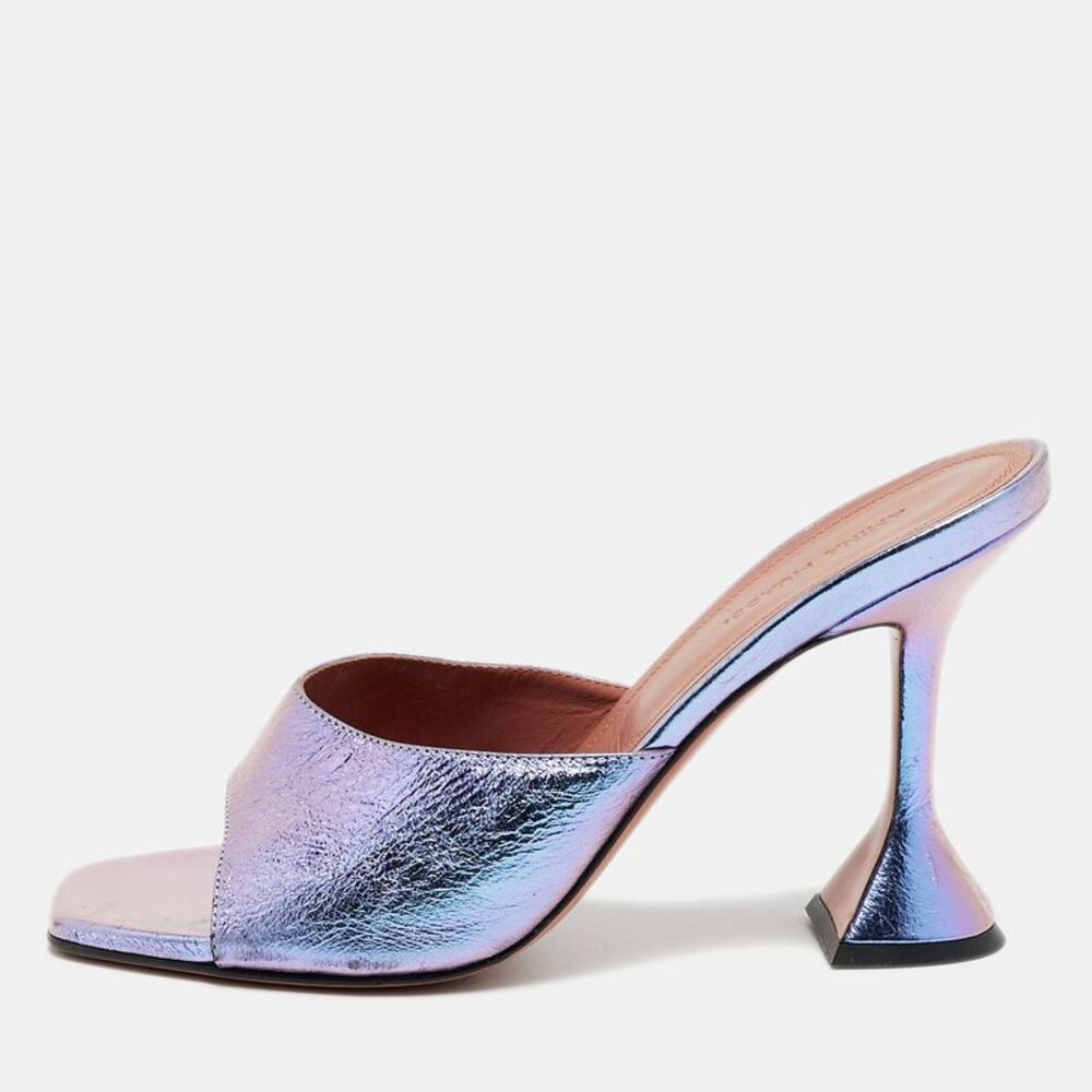 Amina Muaddi Lupita Size 39 Multicolor Leather Slide Sandals